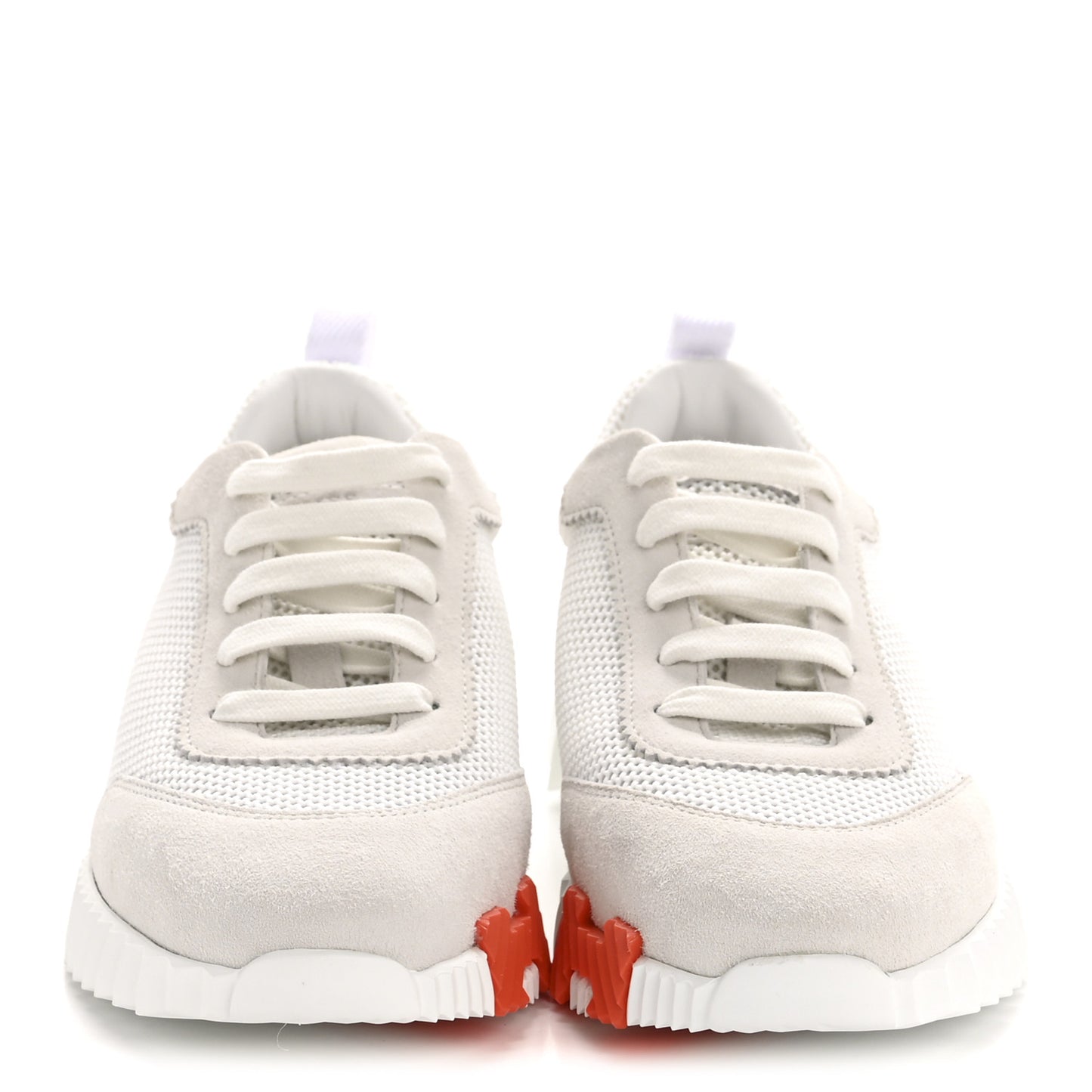 Air Mesh Suede Goatskin Bouncing Sneakers 37 White Orange Pink