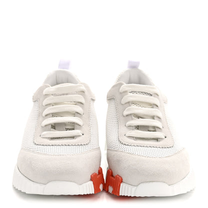 Hermes Air Mesh Suede Goatskin Bouncing Sneakers 37 White Orange Pink 3 of 9