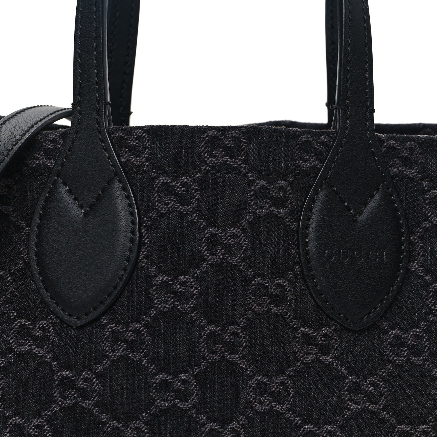 Gucci Denim Ophidia GG Monogram Tote Medium Black Grey 9 of 11
