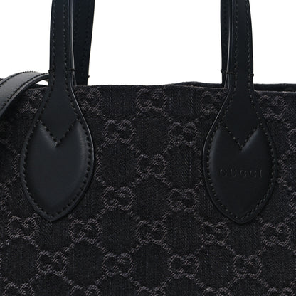 Gucci Denim Ophidia GG Monogram Tote Medium Black Grey 9 of 11