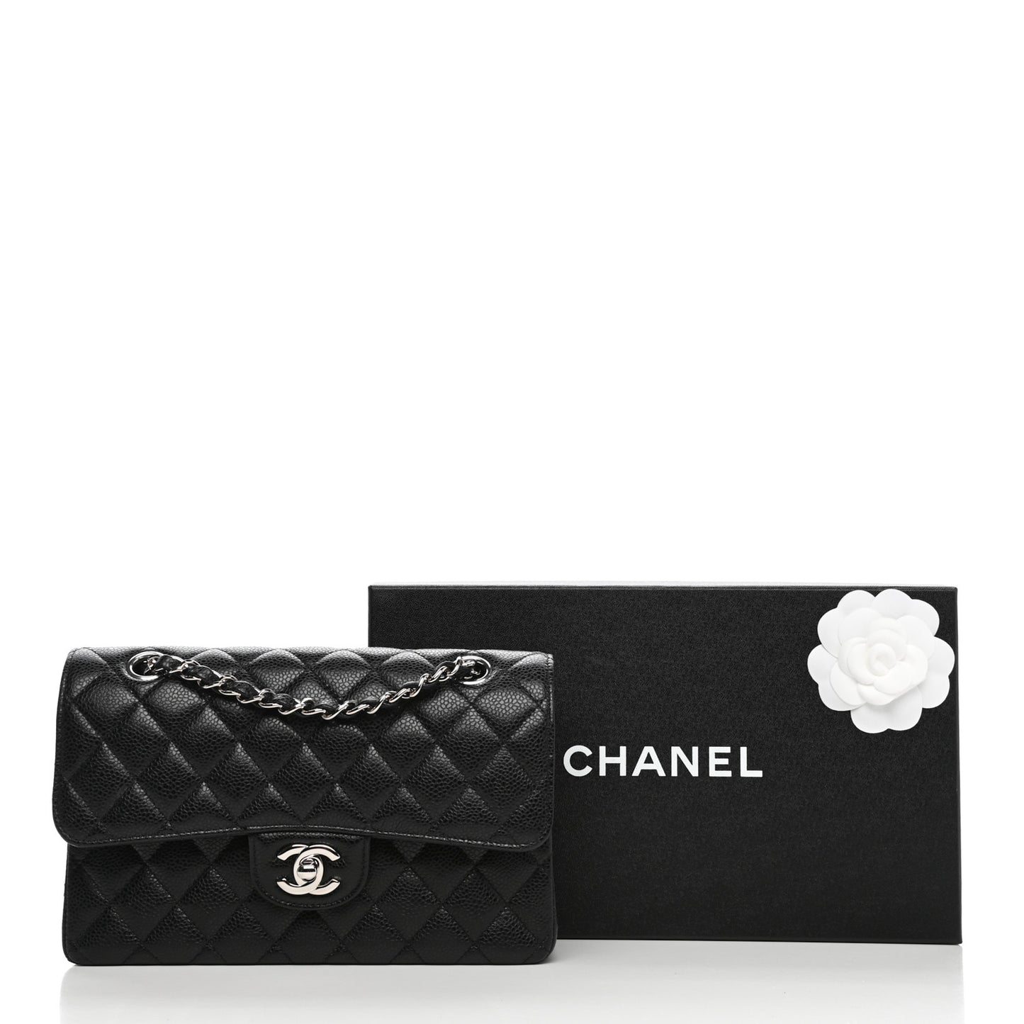 Caviar Quilted Small Double Flap Black