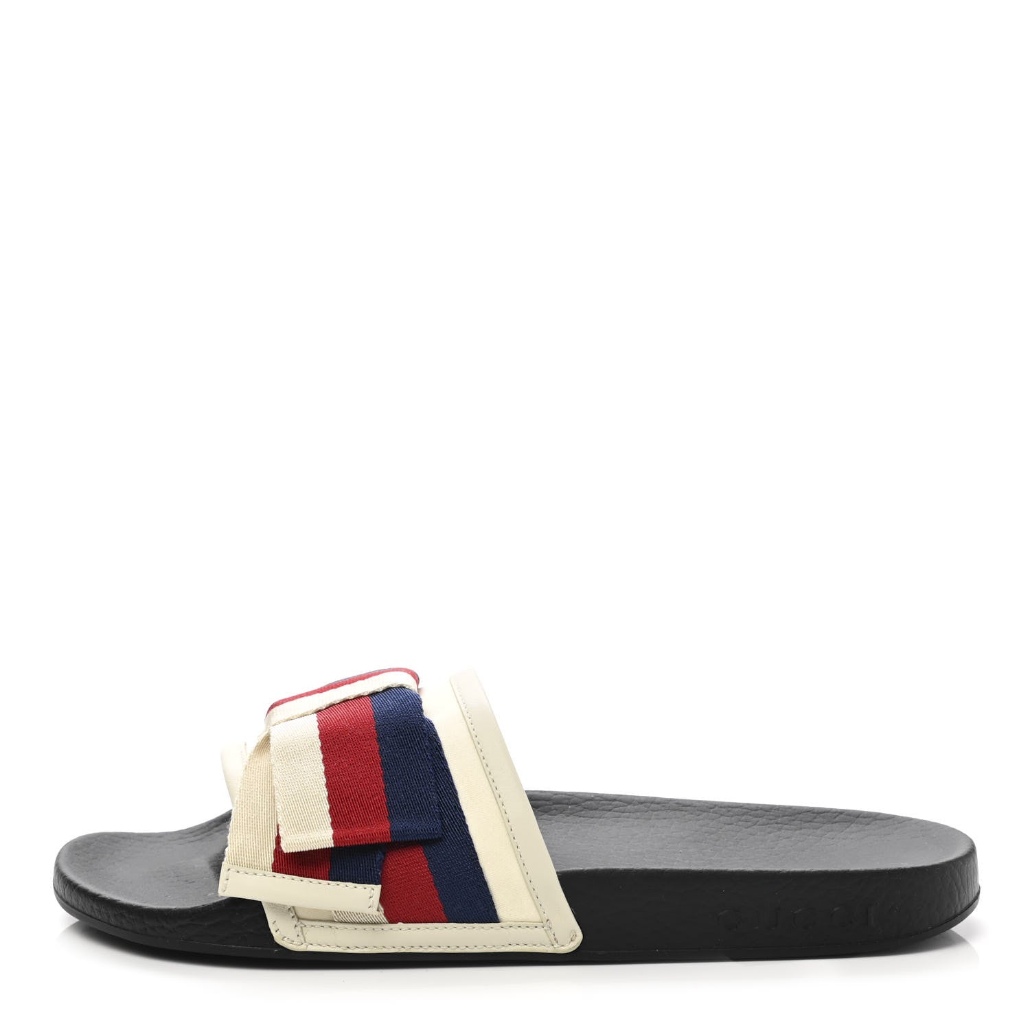 Gucci Satin Web Sylvie Bow Slide Sandals 37 White 1 of 9