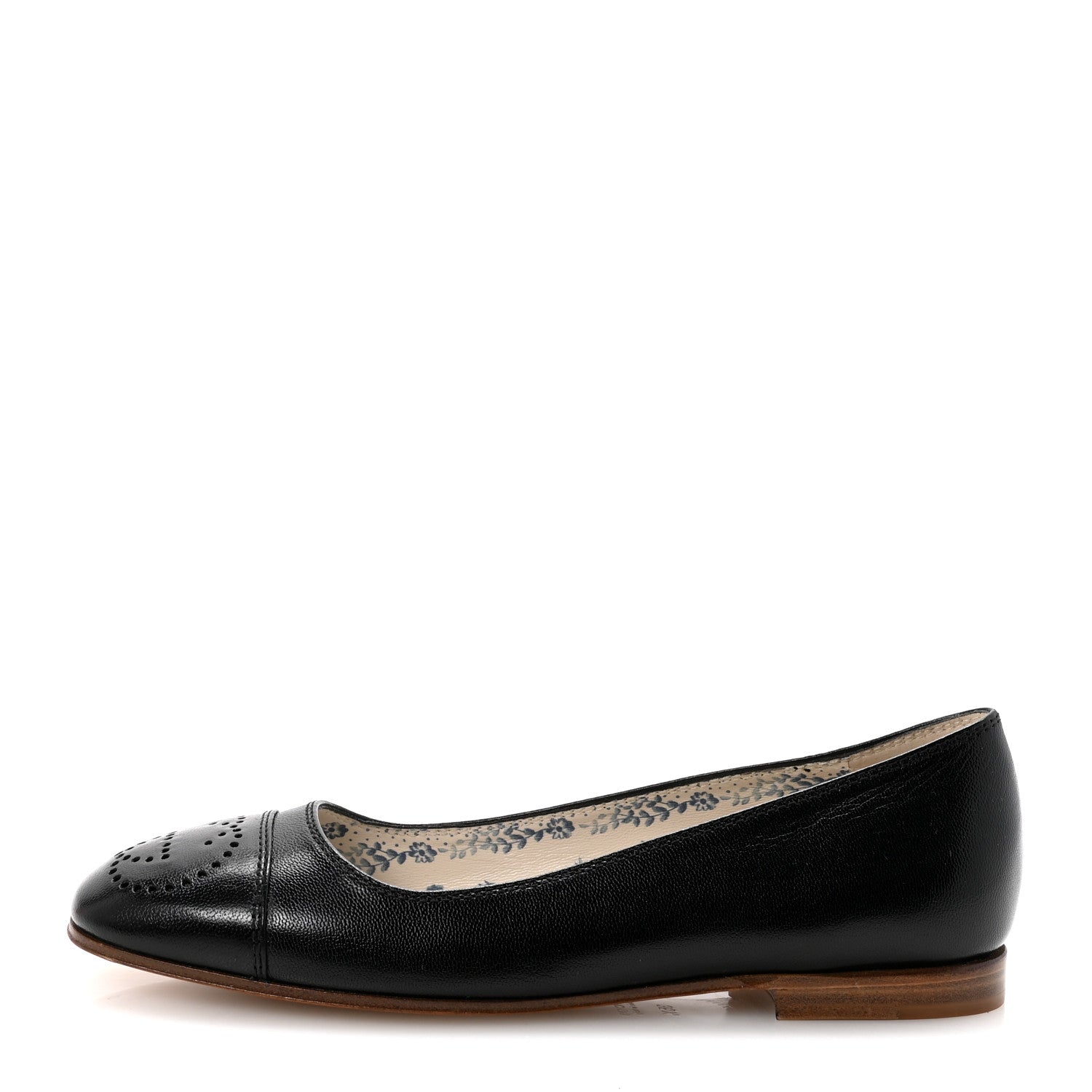 Gucci Goatskin Perforated Interlocking G Ballet Flats 35.5 Black 1 of 10