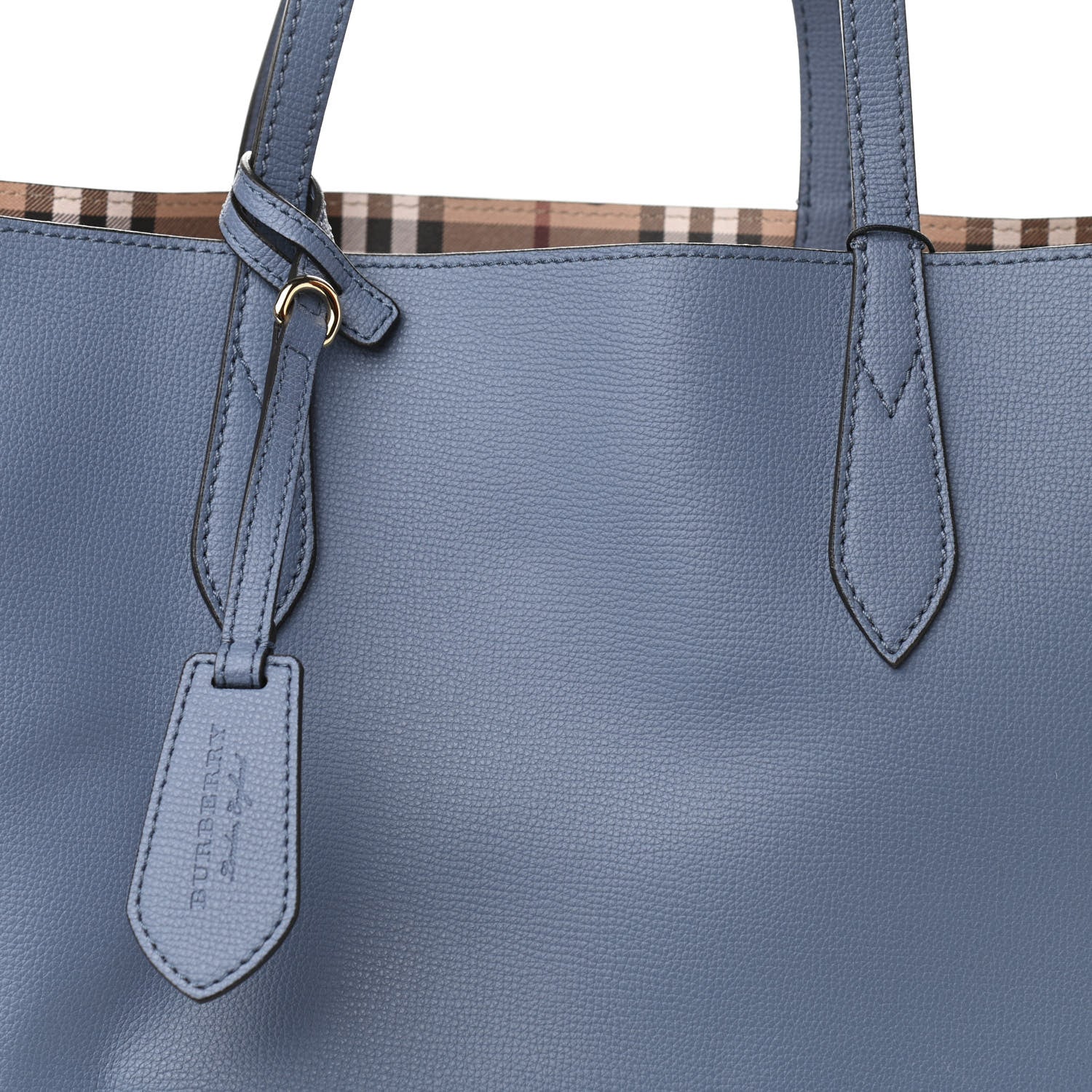 Burberry Calfskin Haymarket Check Medium Reversible Tote Blue 8 of 10