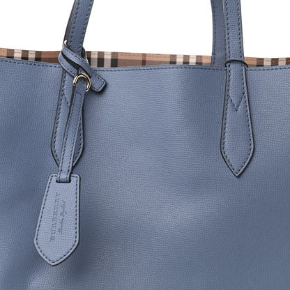 Burberry Calfskin Haymarket Check Medium Reversible Tote Blue 8 of 10