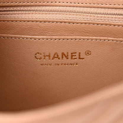 Chanel Calfskin Chevron Quilted Mini Rectangular Flap Dark Beige 6 of 13