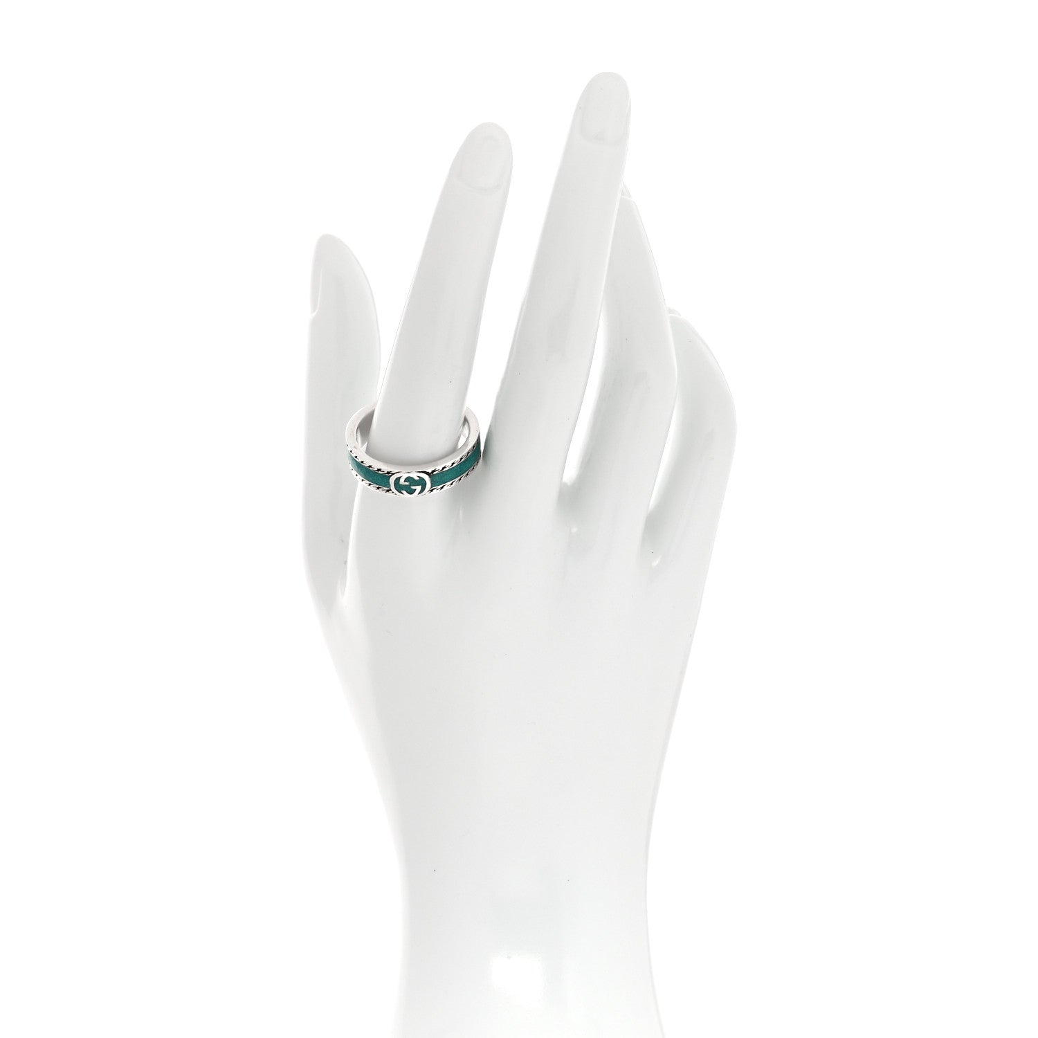 Gucci Sterling Silver Enamel Interlocking G Band 63 10.25 2 of 5