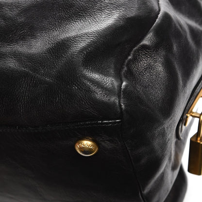 Prada Glace Calf Zippers Dome Satchel Black 15 of 15