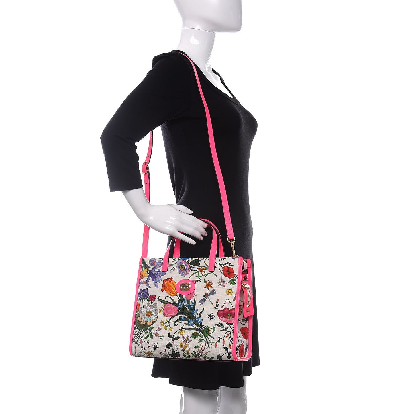 Canvas Medium Flora Tote Fuchsia