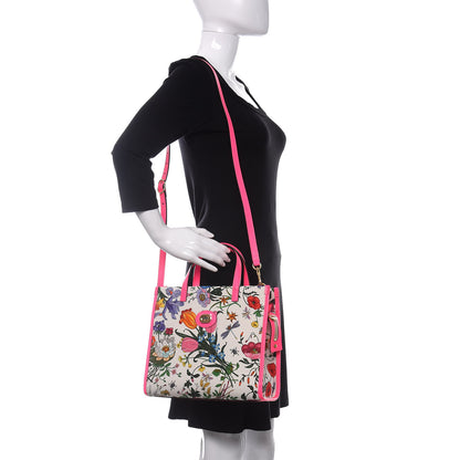 Gucci Canvas Medium Flora Tote Fuchsia 2 of 8