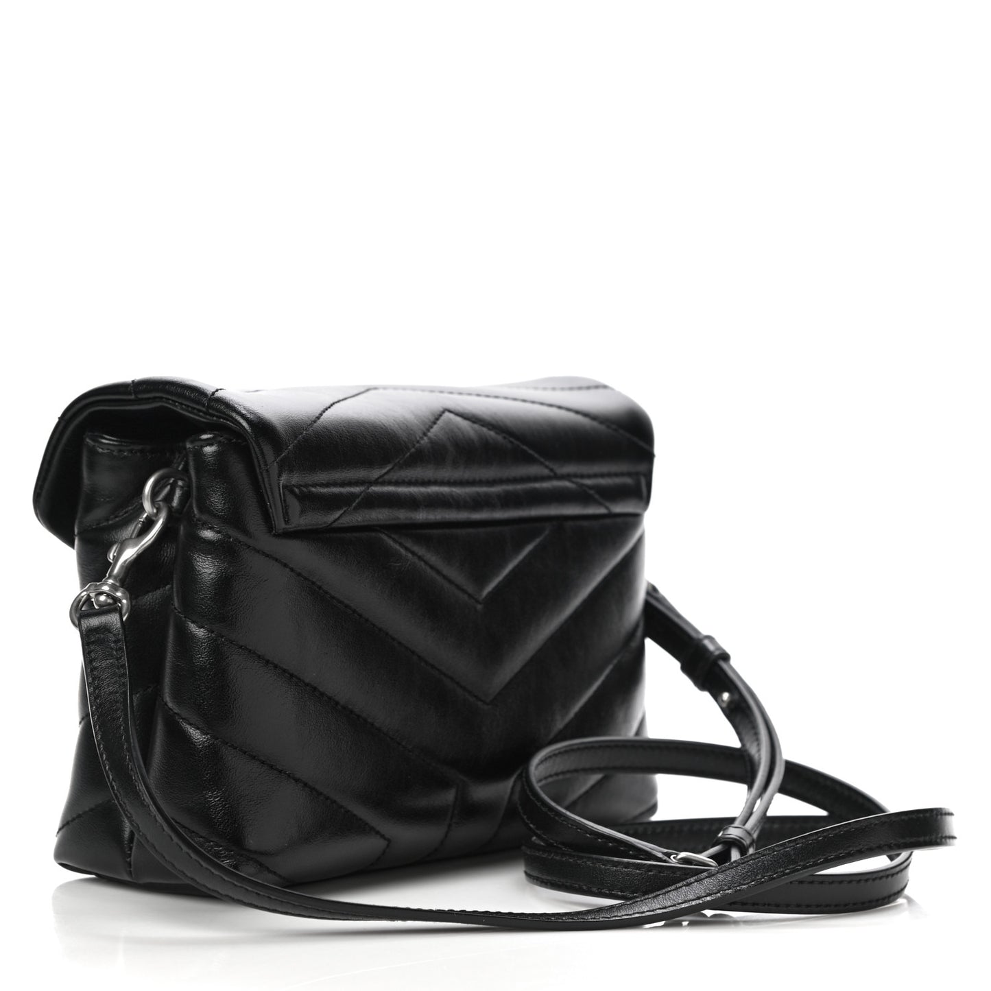 Calfskin Y Quilted Monogram Toy Loulou Crossbody Bag Black
