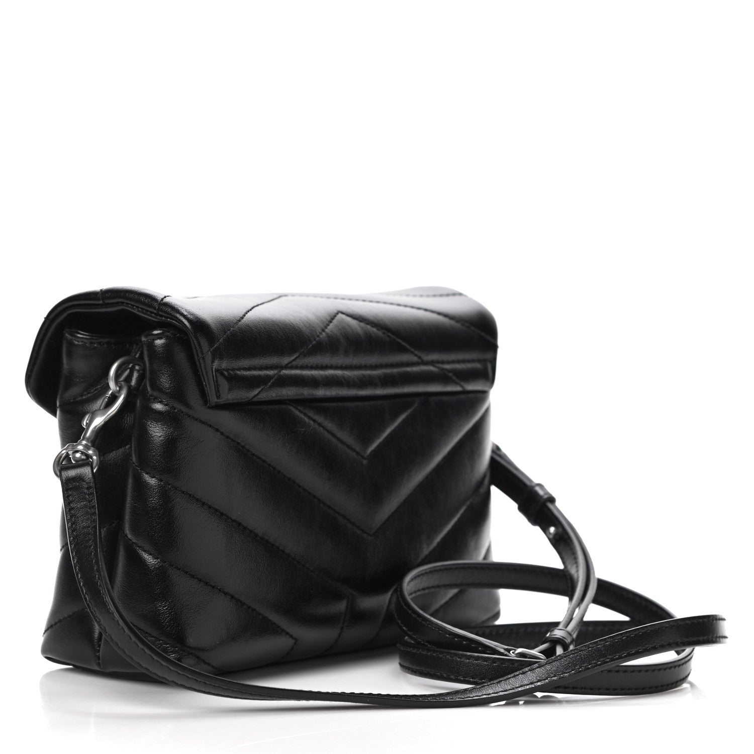 Saint Laurent Calfskin Y Quilted Monogram Toy Loulou Crossbody Bag Black 3 of 13