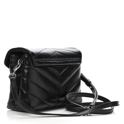 Saint Laurent Calfskin Y Quilted Monogram Toy Loulou Crossbody Bag Black 3 of 13