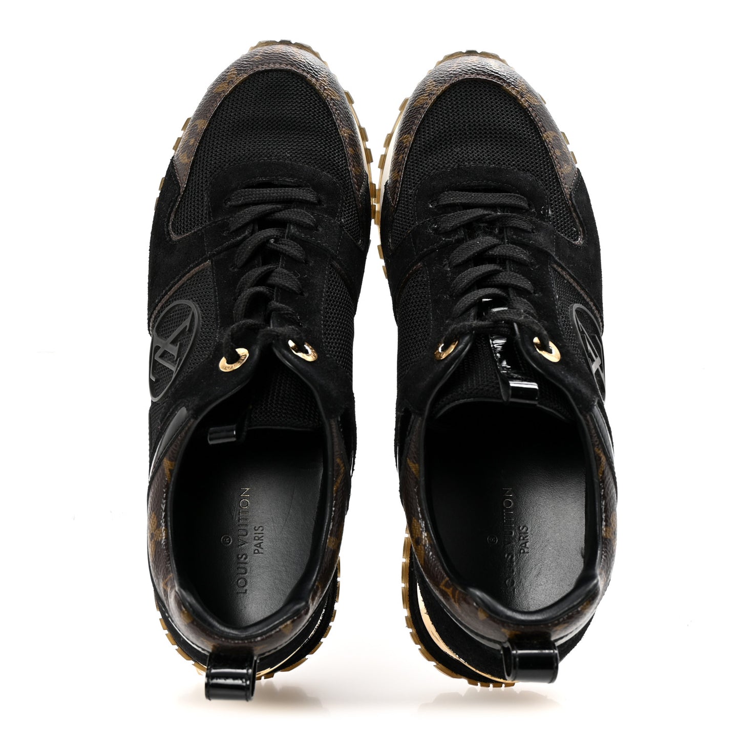 Suede Monogram Run Away Sneakers 38 Black