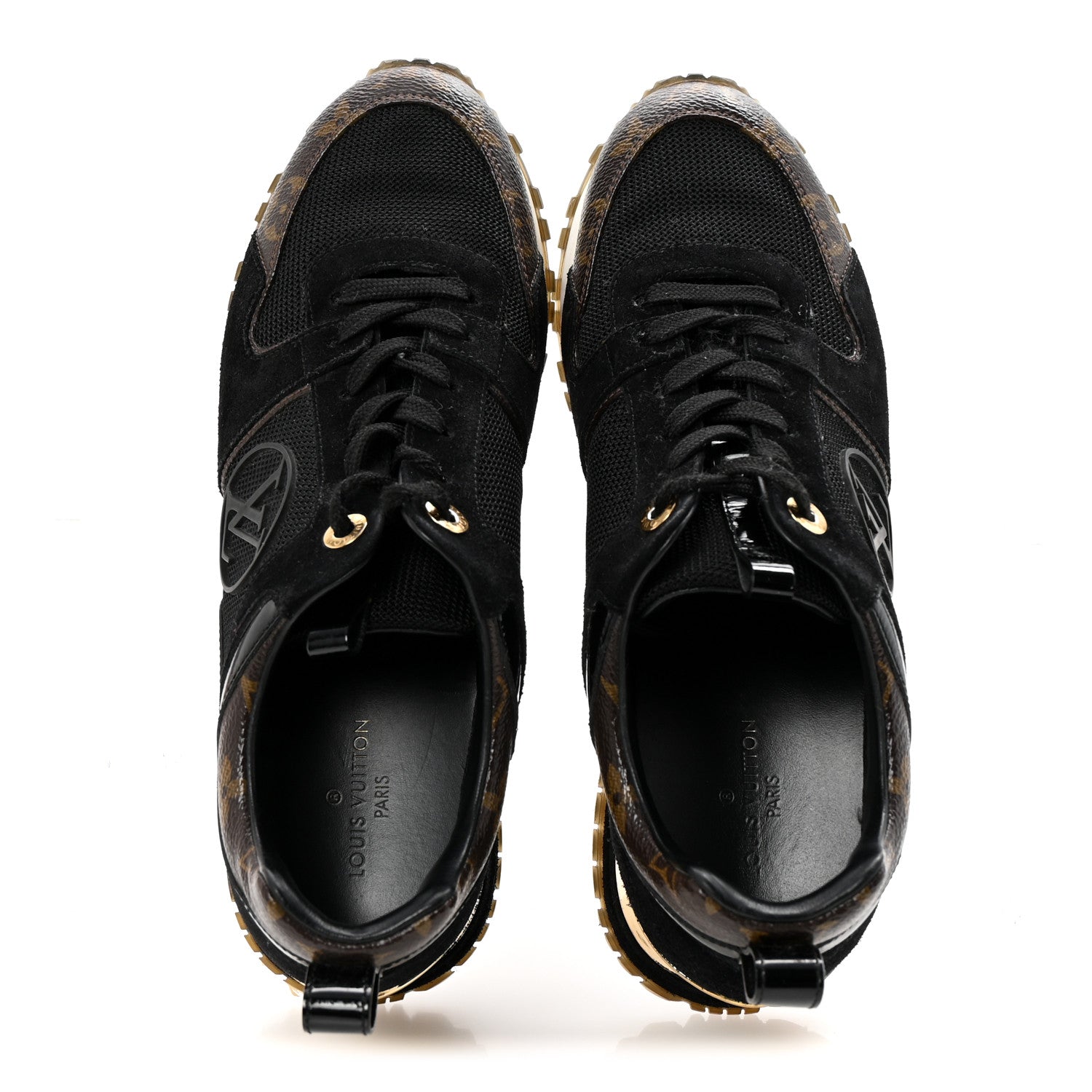 Louis Vuitton Suede Monogram Run Away Sneakers 38 Black 2 of 9