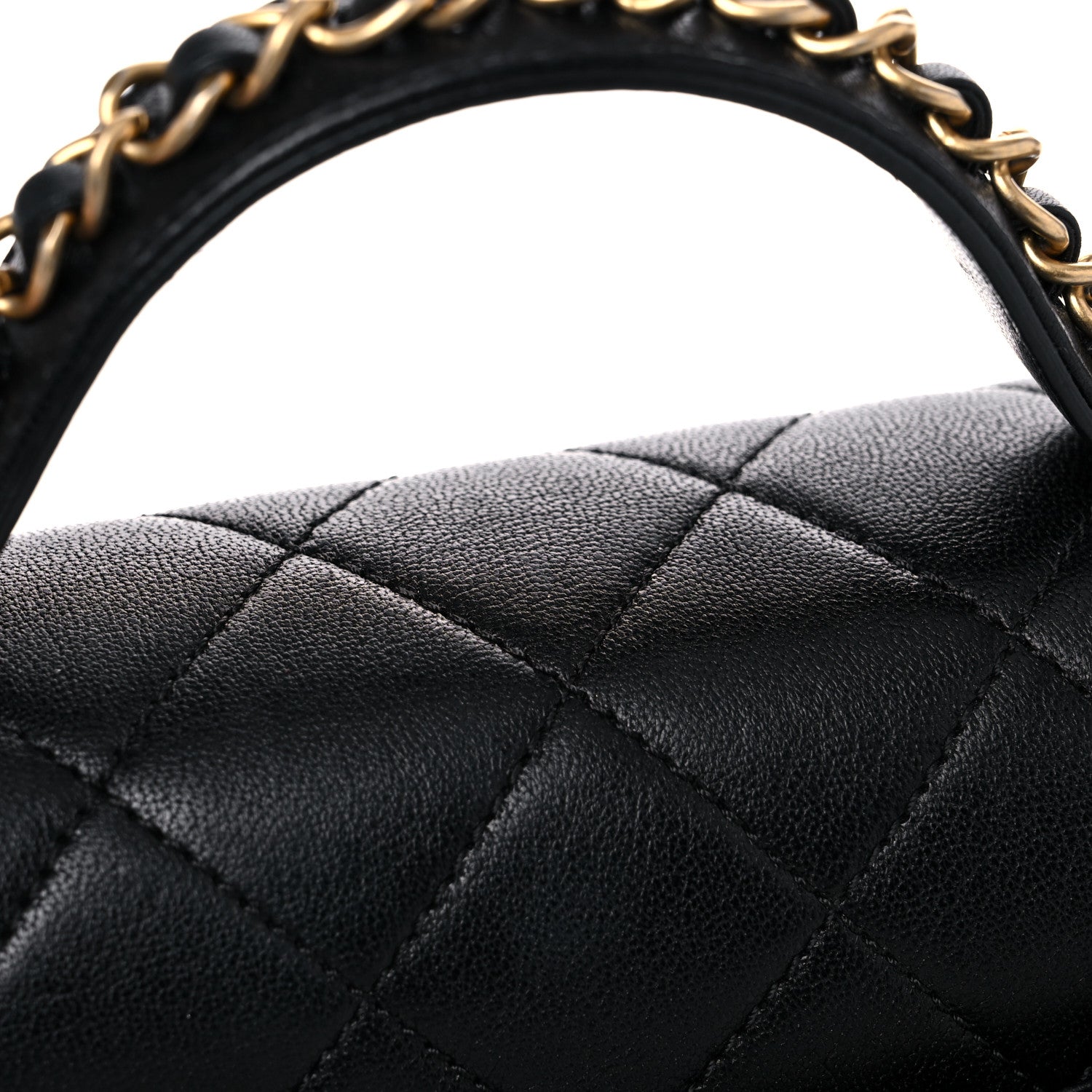 Chanel Lambskin Quilted Small Chain Infinity Top Handle Flap Black 11 of 14