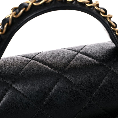 Chanel Lambskin Quilted Small Chain Infinity Top Handle Flap Black 11 of 14