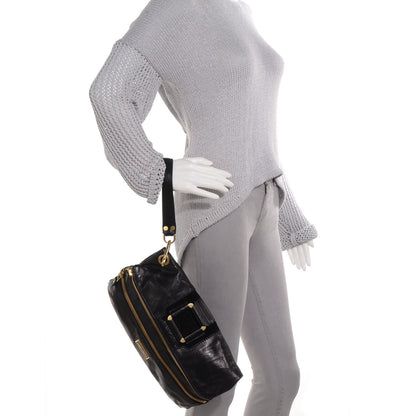Jimmy Choo Calfskin Suede Marin Foldover Clutch Black 2 of 7