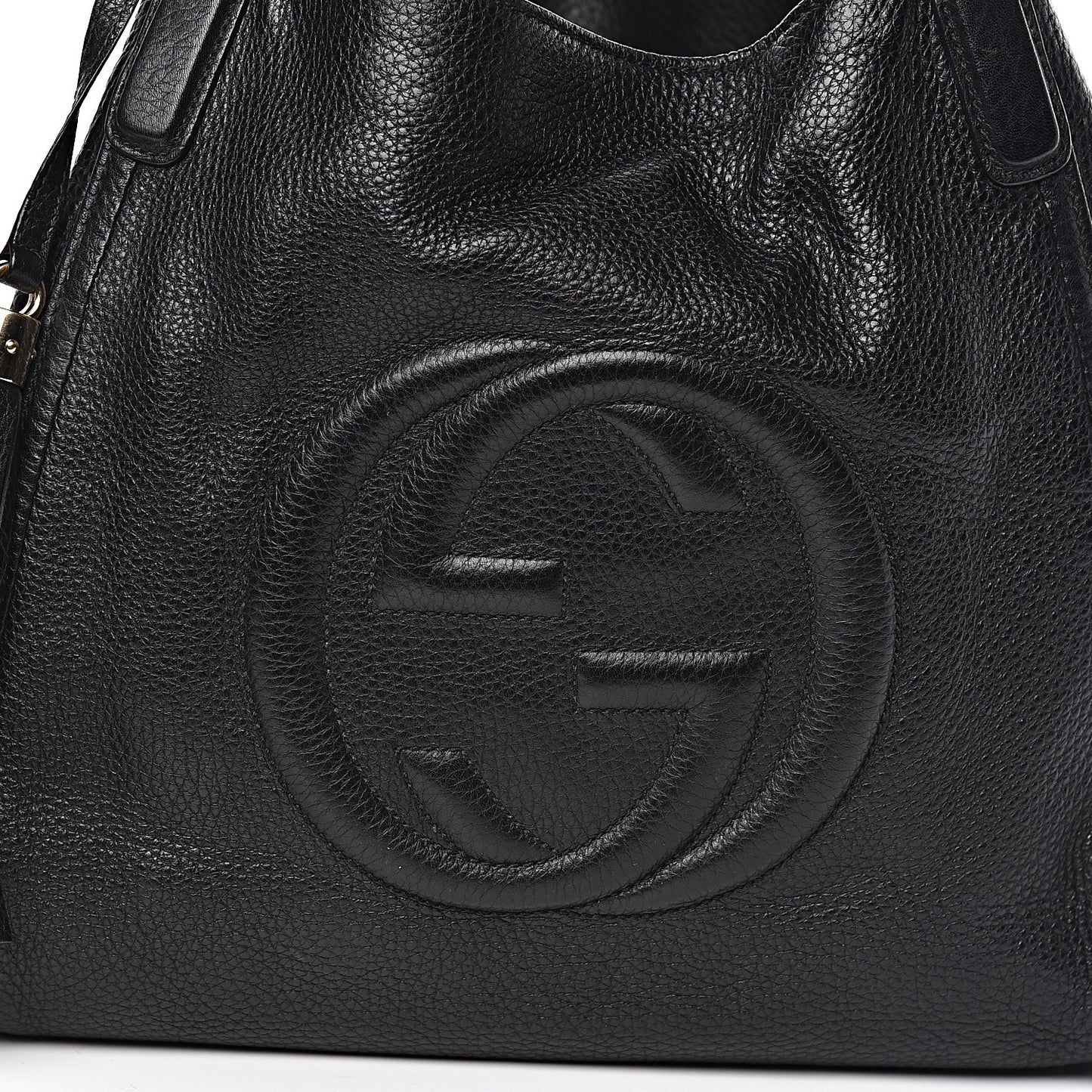 Pebbled Calfskin Medium Soho Shoulder Bag Black