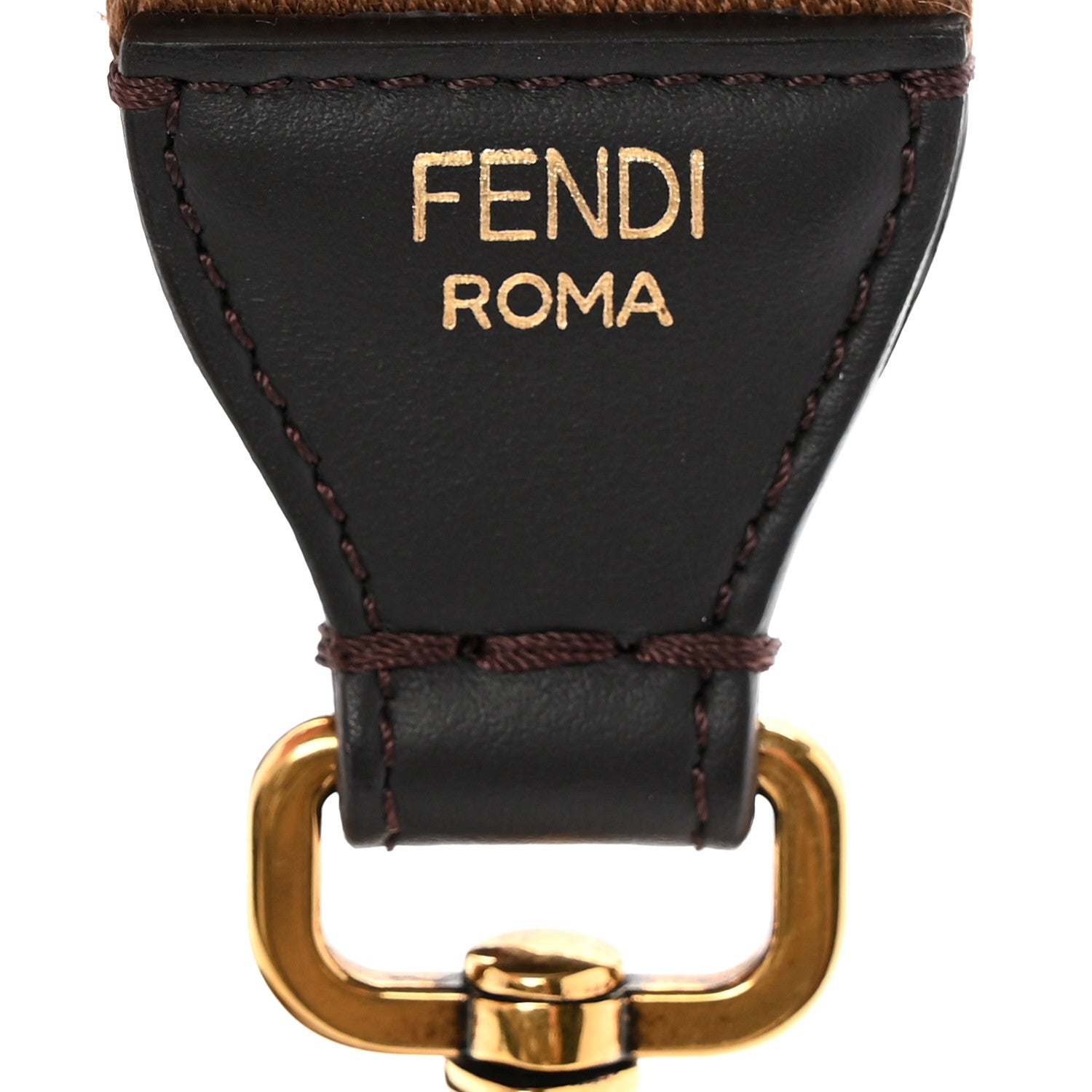 Fendi Ribbon Vitello Seta FF 1974 Adjustable Strap You Fango Marrone Black 7 of 15