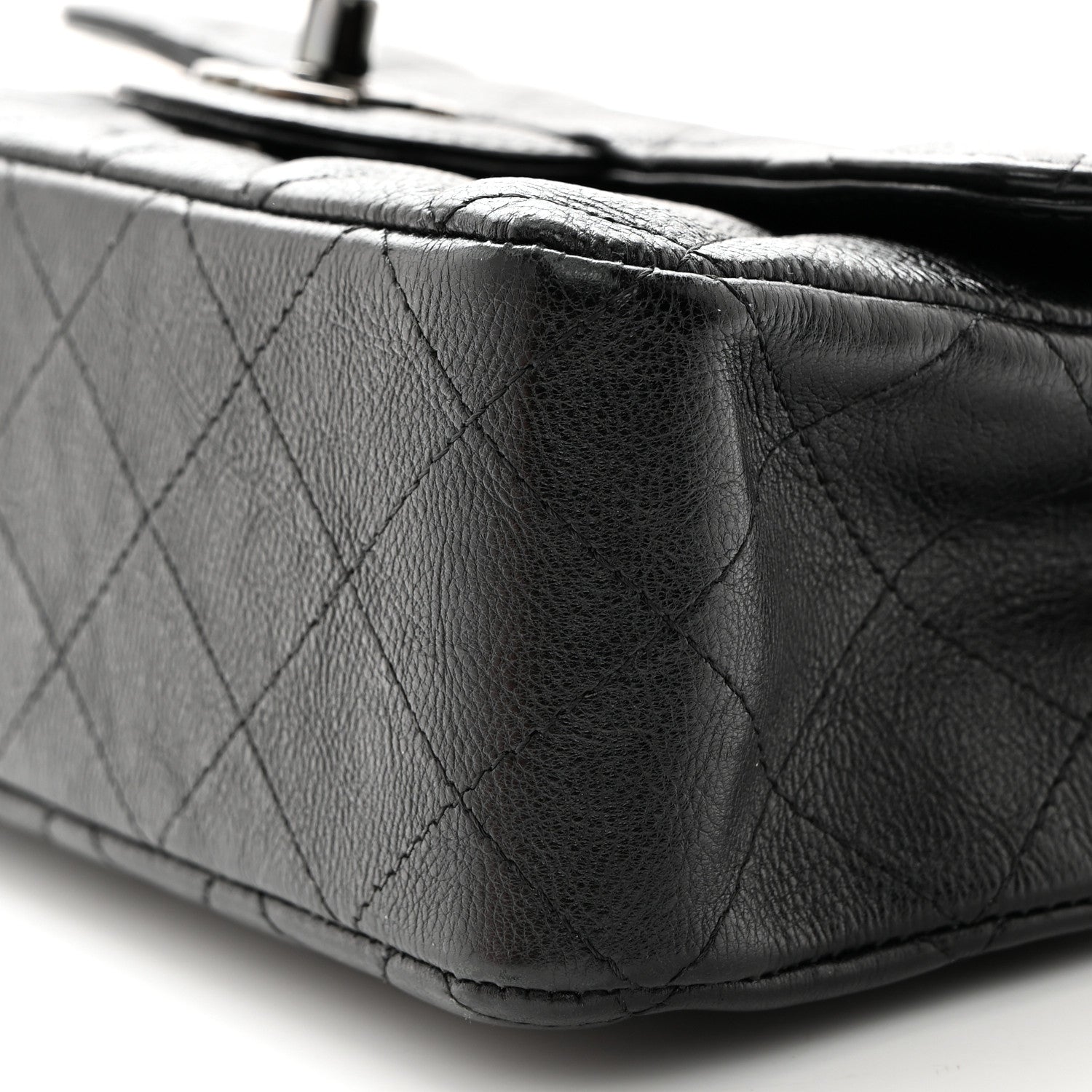 Chanel Crumpled Calfskin Quilted Mini Rectangular Flap So Black 10 of 10