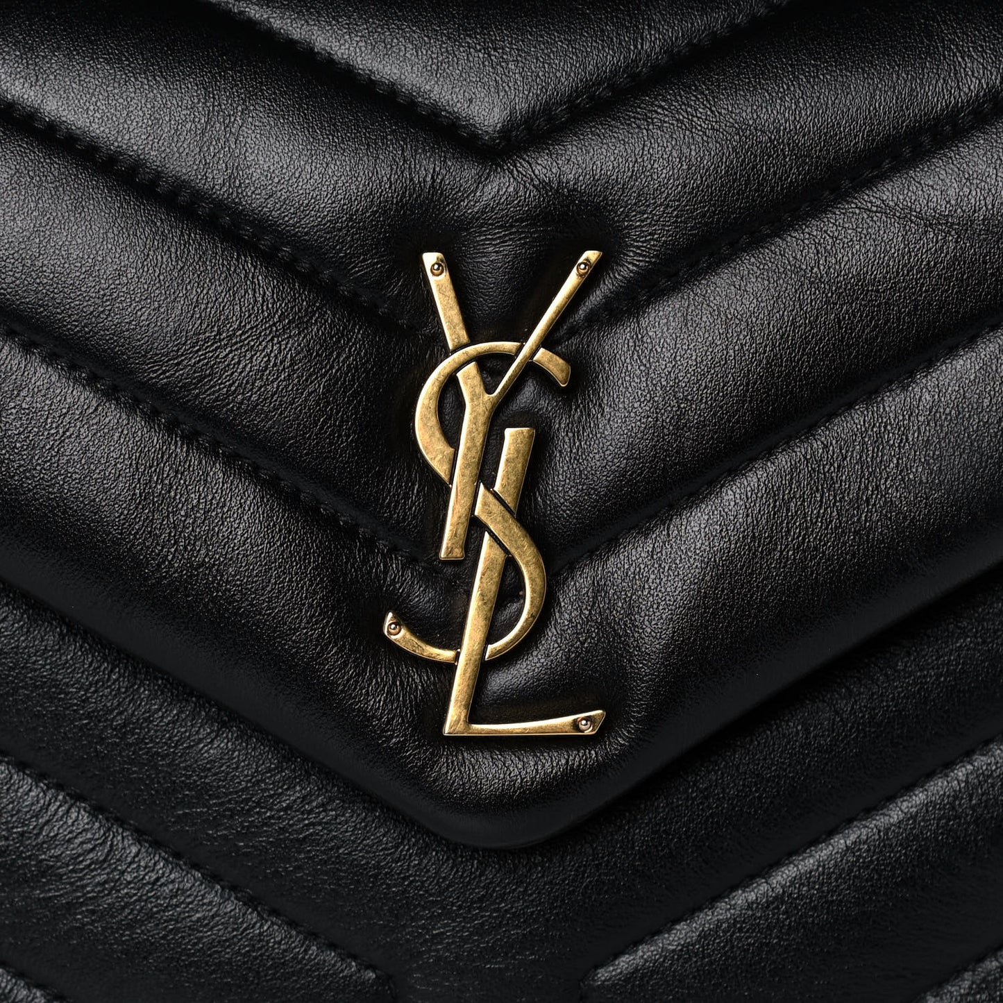 Calfskin Y Quilted Monogram Small Loulou Chain Satchel Black