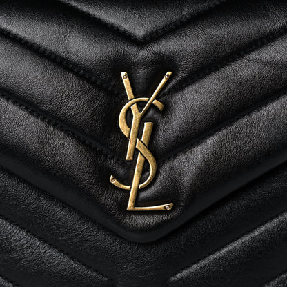 Saint Laurent Calfskin Y Quilted Monogram Small Loulou Chain Satchel Black 9 of 13
