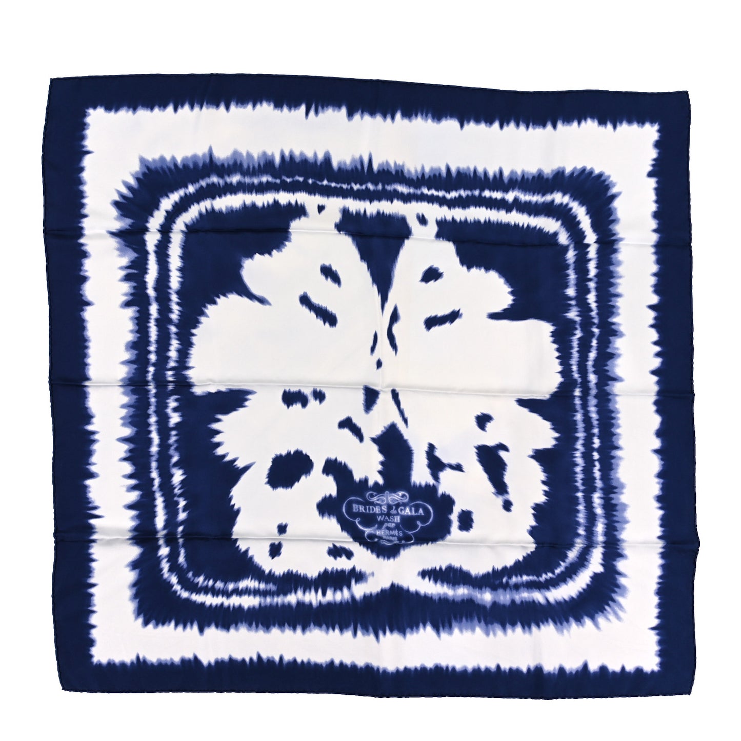 Silk Brides De Gala Wash Scarf 90 Marine White
