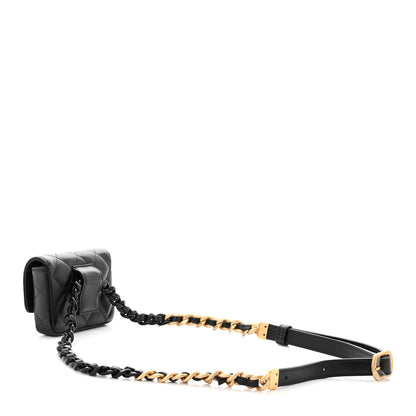 Chanel Lambskin Lacquered Metal Quilted Flap Chain Belt Bag Black 3 of 11