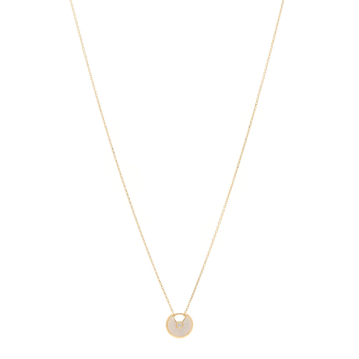 18K Yellow Gold Diamond Mother of Pearl XS Amulette de Cartier Pendant Necklace
