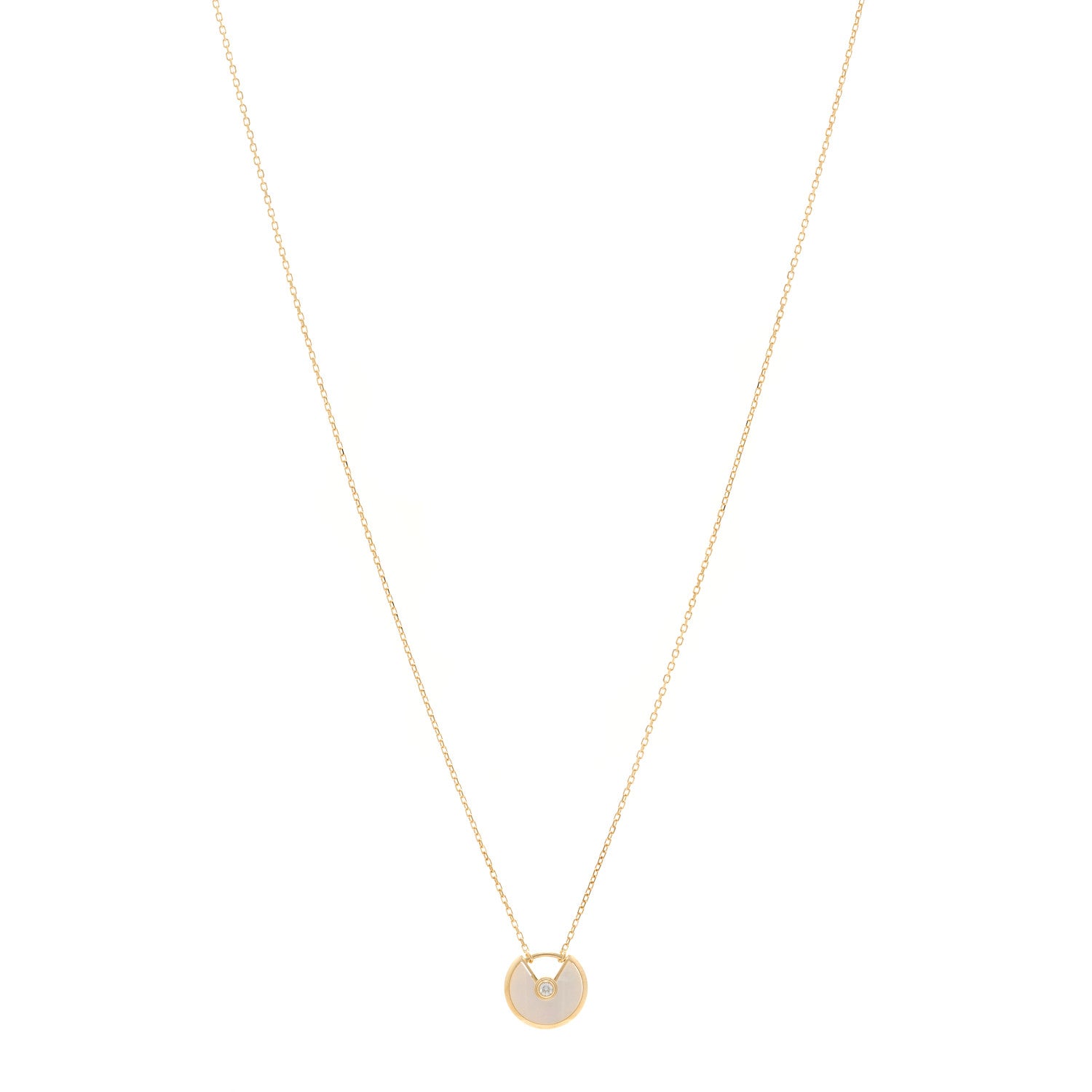 Cartier 18K Yellow Gold Diamond Mother of Pearl XS Amulette de Cartier Pendant Necklace 1 of 4