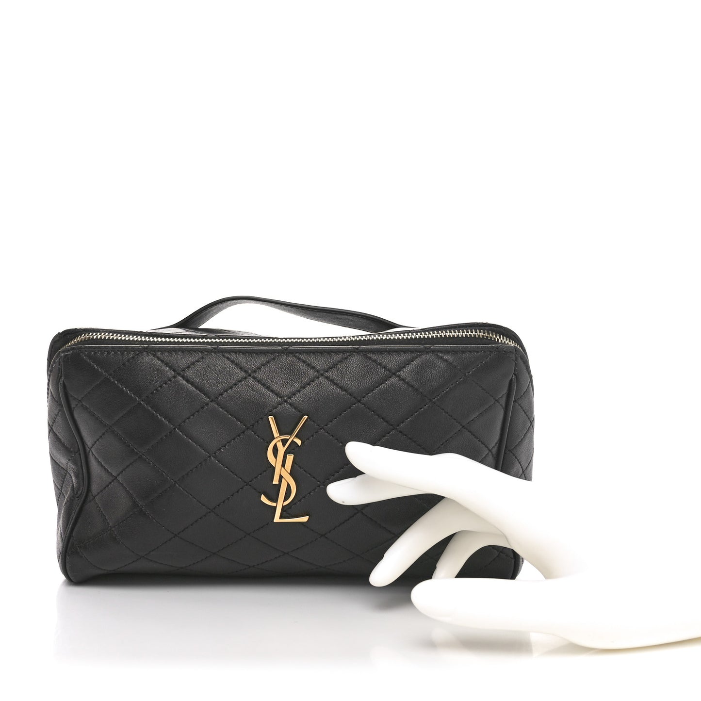 Lambskin Quilted Gaby Vanity Case Black
