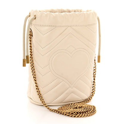 Gucci Calfskin Matelasse Mini GG Marmont 2.0 Bucket Bag White 3 of 10