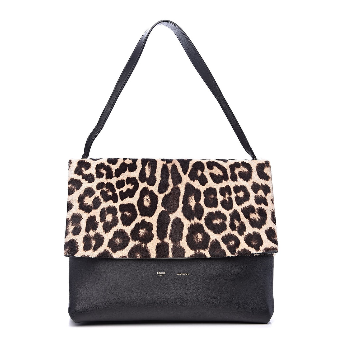 Pony Hair Calfskin Leopard Print All Soft Tote Black