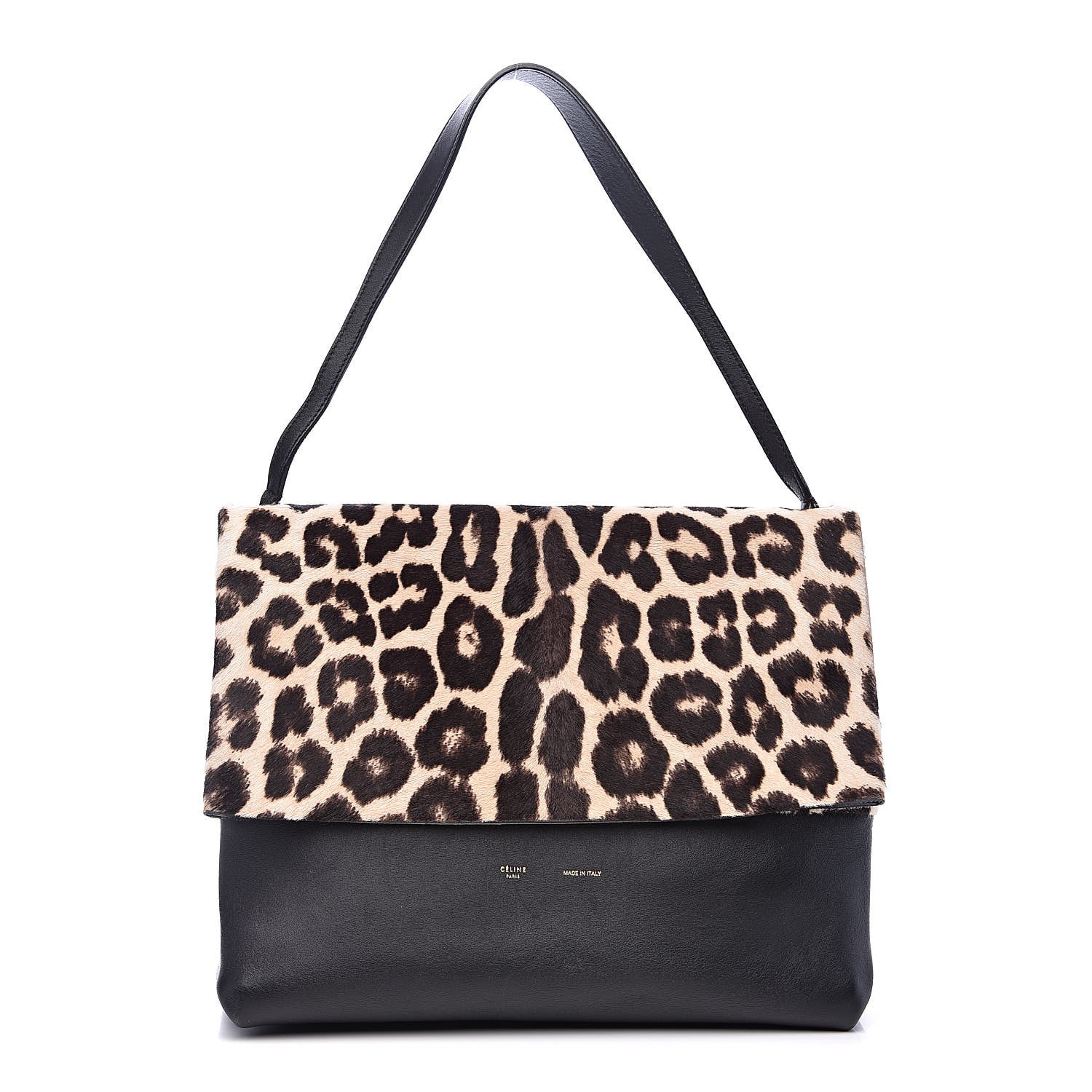 Celine Pony Hair Calfskin Leopard Print All Soft Tote Black 1 of 17