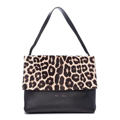 Celine Pony Hair Calfskin Leopard Print All Soft Tote Black 1 of 17