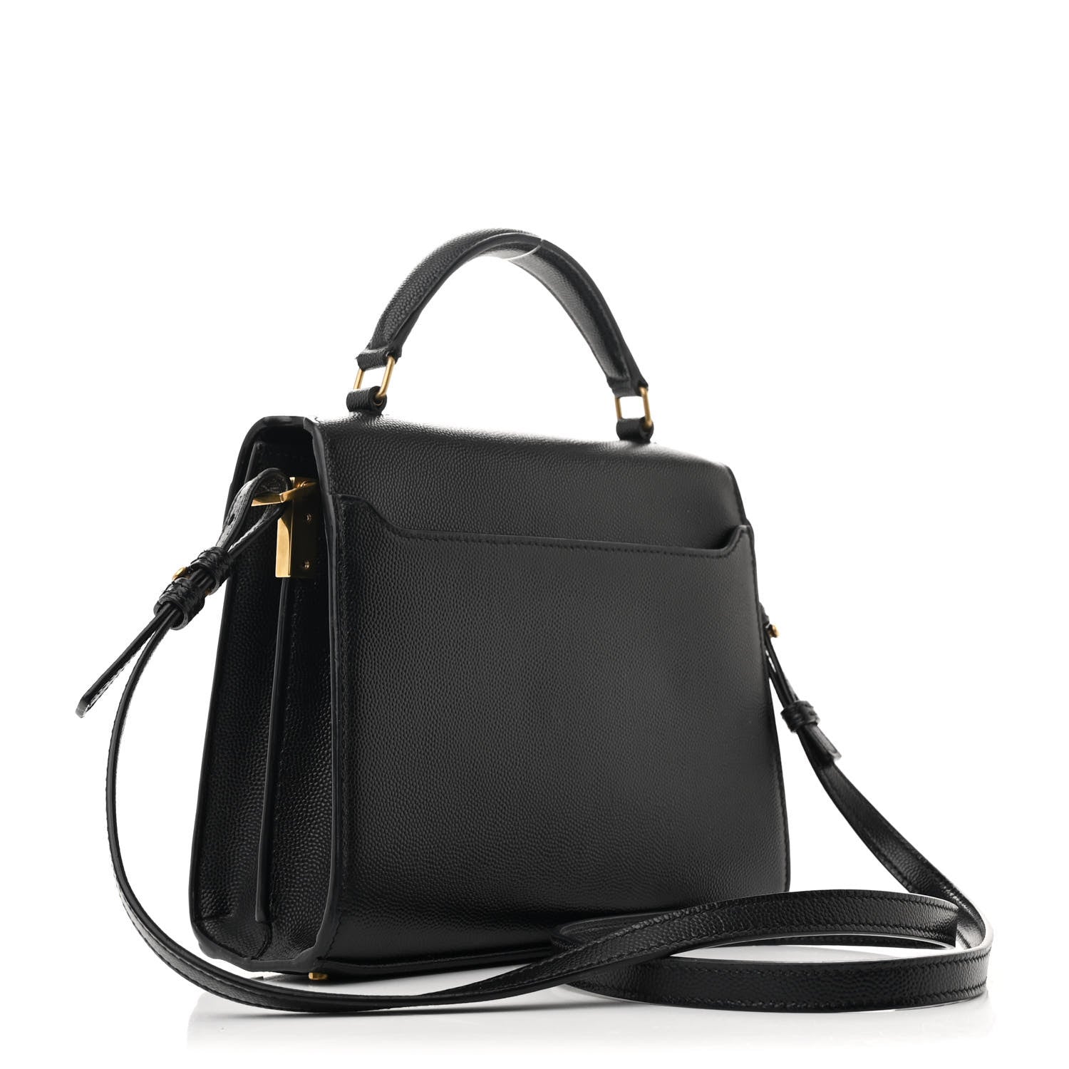Saint Laurent Grain de Poudre Mini Classic Monogram Cassandra Top Handle Black Rouge Legion 3 of 12