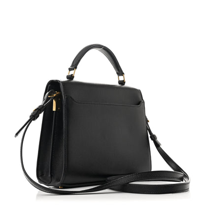 Saint Laurent Grain de Poudre Mini Classic Monogram Cassandra Top Handle Black Rouge Legion 3 of 12
