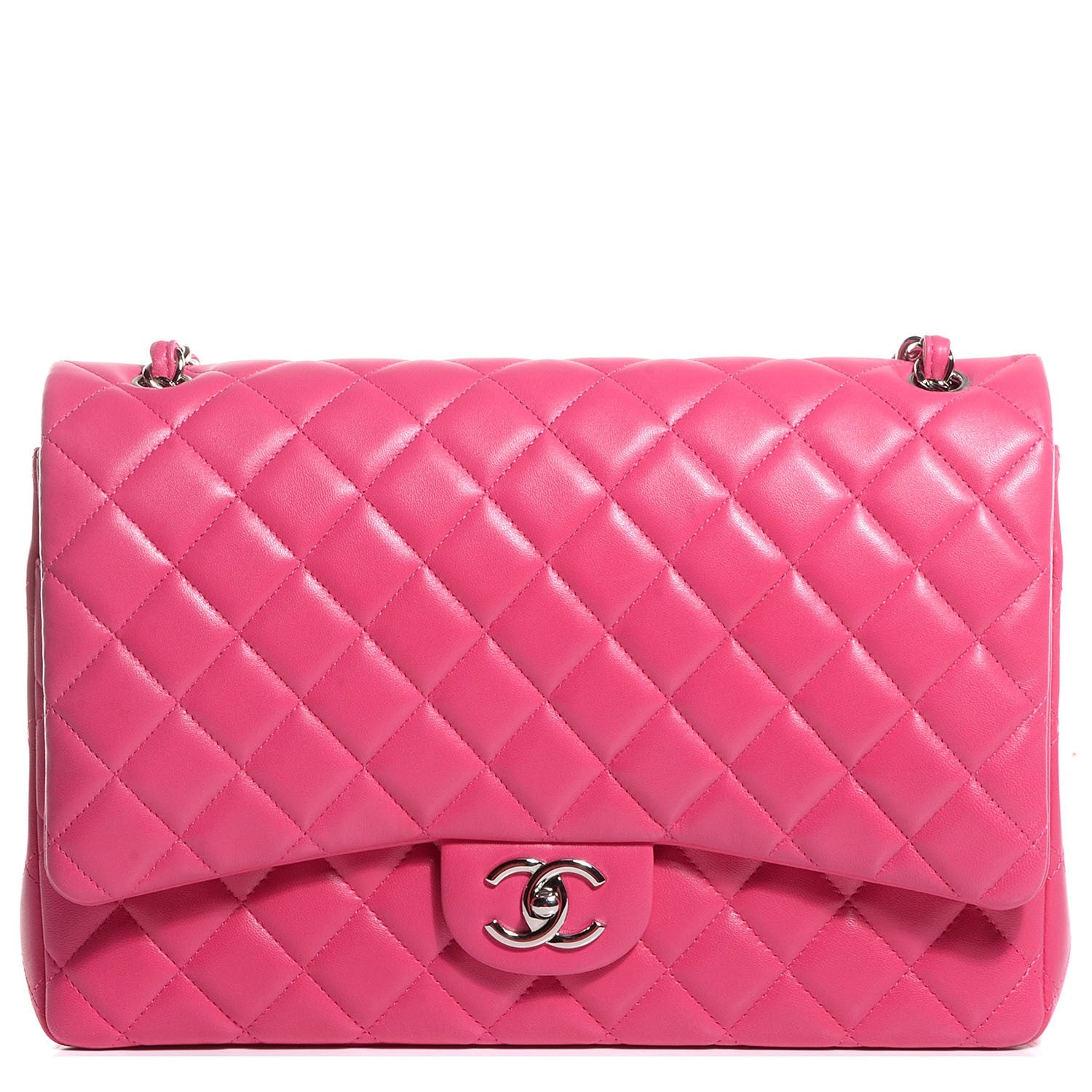 Chanel Lambskin Quilted Maxi Double Flap Dark Pink 1 of 10