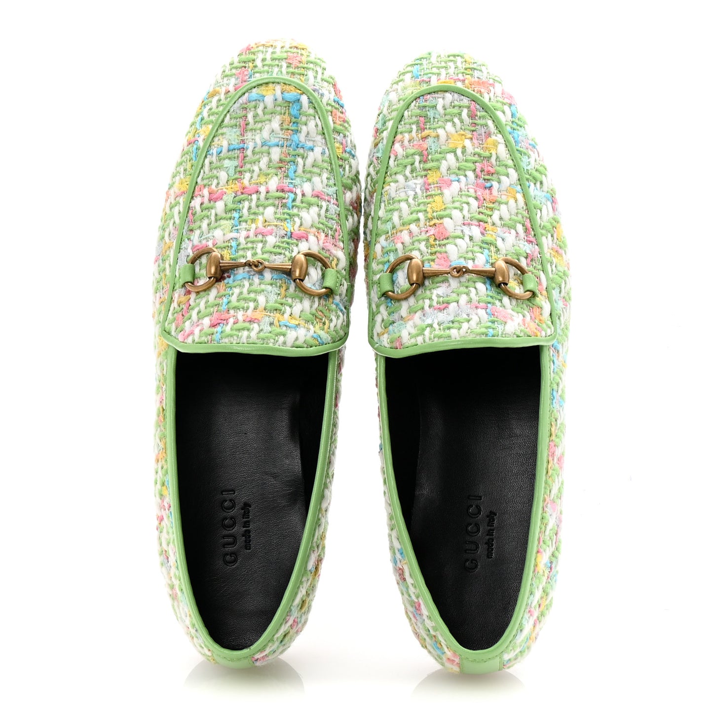 Tweed Multicolor Malaga Kid Horsebit Womens Jordaan Loafers 37 Green Multicolor