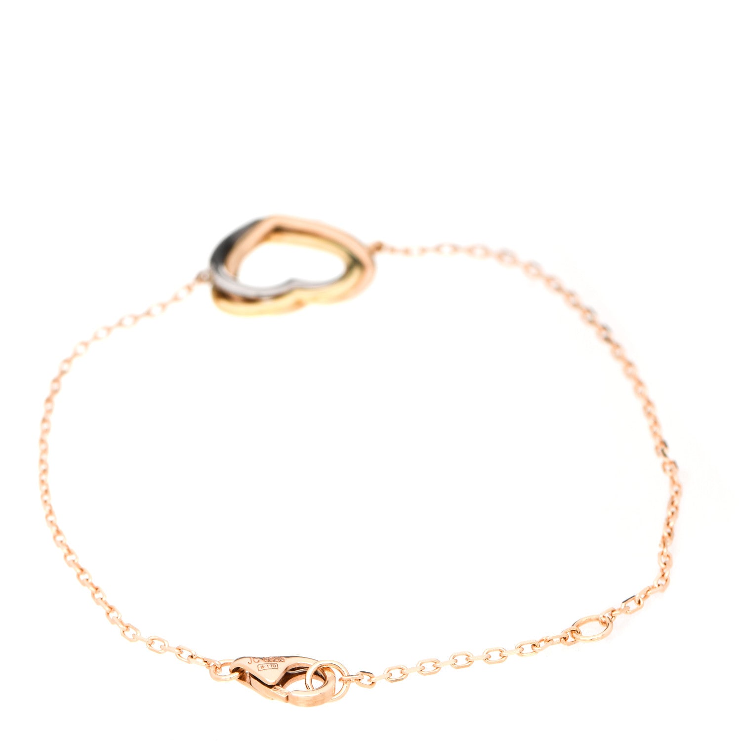 Cartier 18K Pink Yellow White Gold Trinity Heart Bracelet 2 of 5