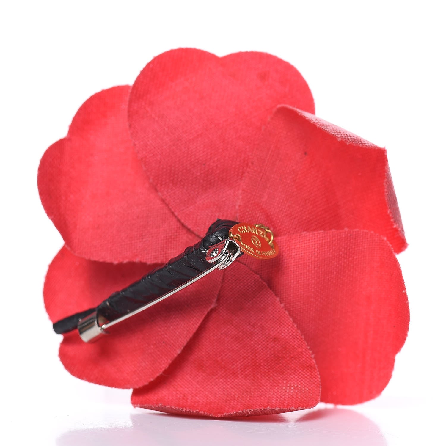 Chanel Silk Taffeta Camellia Brooch Pin Red 3 of 4