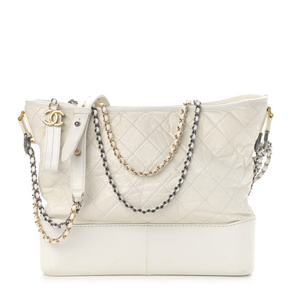 Chanel Aged Calfskin Quilted Large Gabrielle Hobo White 1 of 12