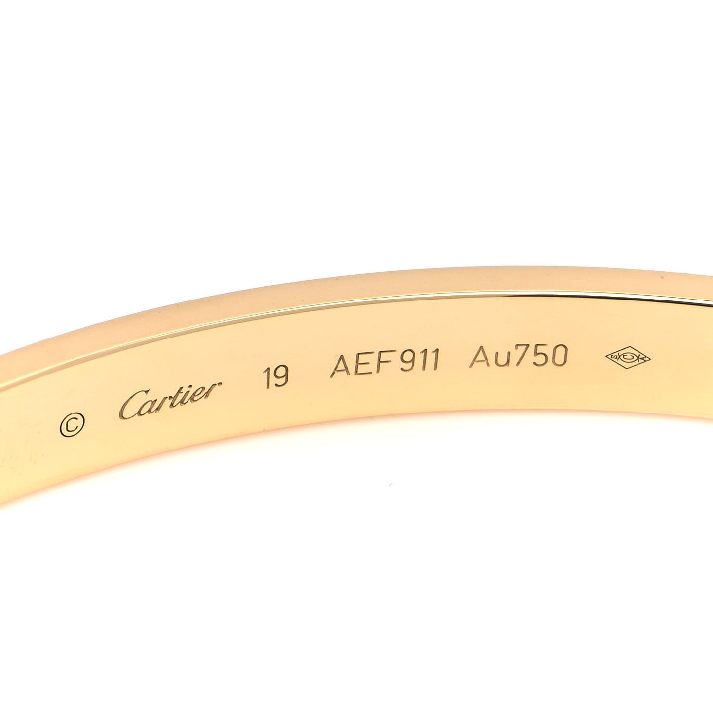 18K Yellow Gold LOVE Bracelet 19