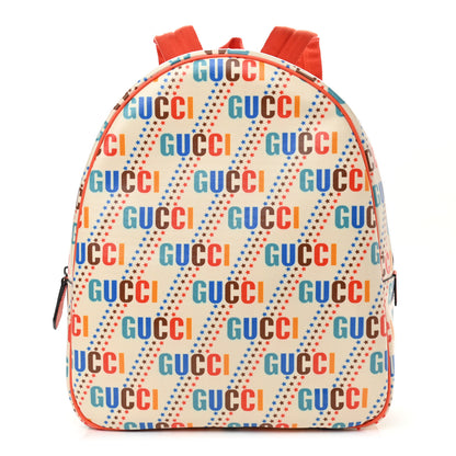Gucci Coated Canvas Logo Star Print Childrens Dome Backpack Beige Multicolor Vibrant Orange 1 of 10