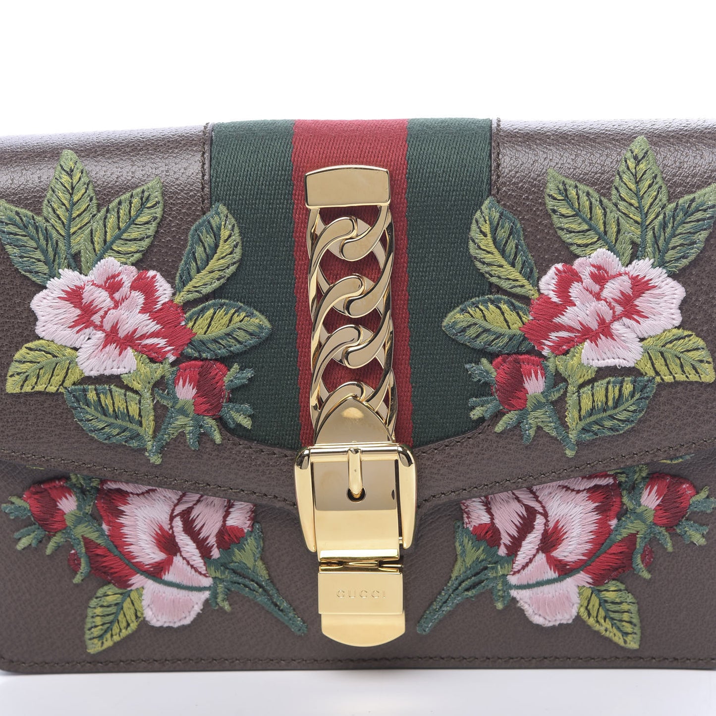 Calfskin Embroidered Sylvie Belt Bag 95 34 Brown