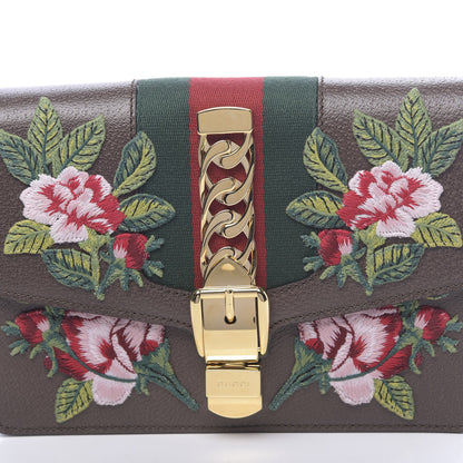 Gucci Calfskin Embroidered Sylvie Belt Bag 95 34 Brown 8 of 10