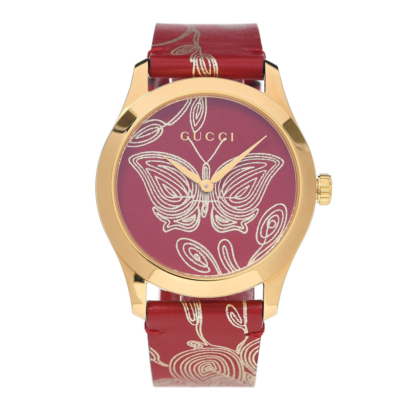 Stainless Steel Calfskin 38mm G-Timeless Butterfly Quartz Watch Red