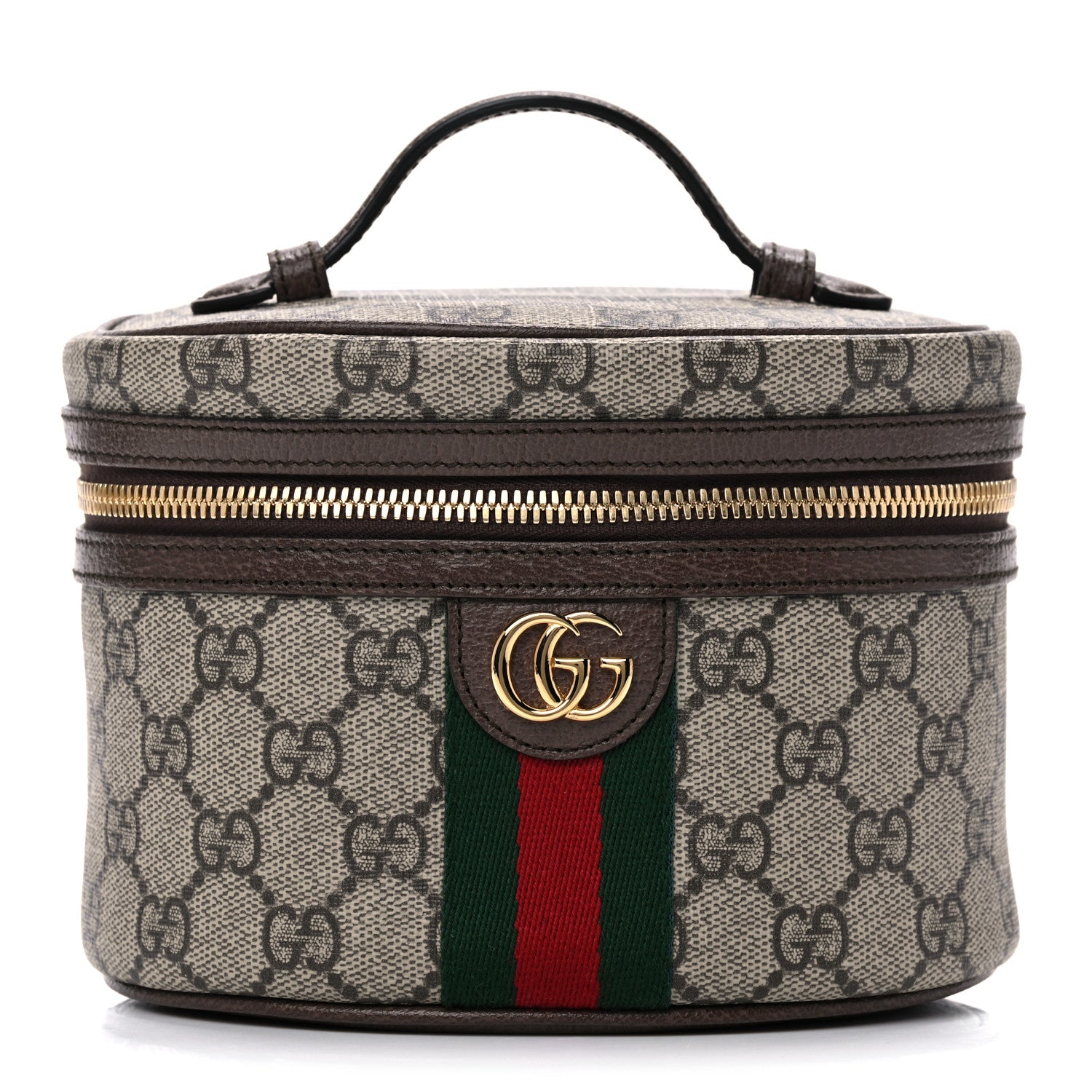 Gucci GG Supreme Monogram Textured Calfskin Web Ophidia Vanity Cosmetic Case Beige Ebony New Acero 1 of 11