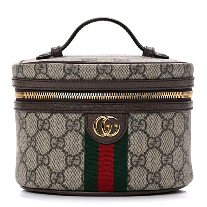 Gucci GG Supreme Monogram Textured Calfskin Web Ophidia Vanity Cosmetic Case Beige Ebony New Acero 1 of 11